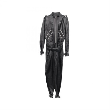 CELINE Zip up Jumpsuit Coverall 2G062921D leather Black Used Women #34