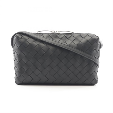 BOTTEGA VENETA Intrecciato Shoulder Bag 597329V3UH38803 leather Black Preowned
