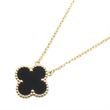 Van Cleef & Arpels Vintage Alhambra Onyx Necklace 18KYG Yellow Gold Used Women