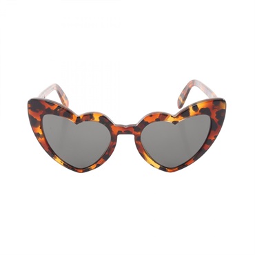 SAINT LAURENT PARIS Heart-shaped leopard print Sunglasses SL181 Plastic Used