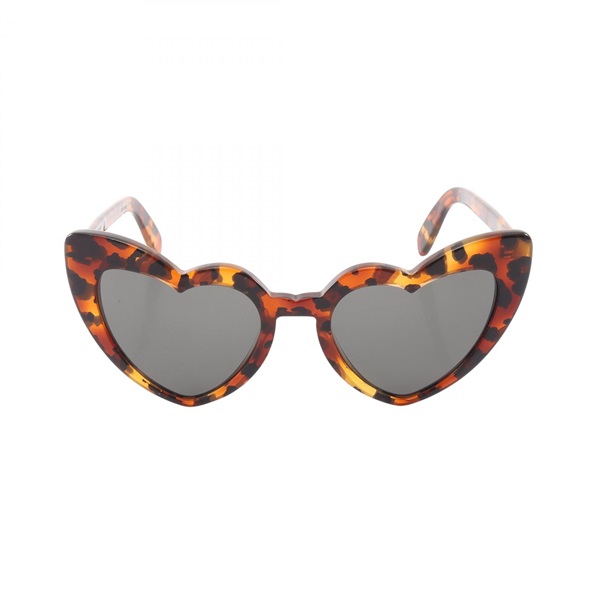 SAINT LAURENT PARIS Heart-shaped leopard print Sunglasses SL181 Plastic Used