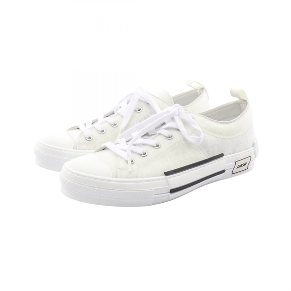 Christian Dior B23 Low Top Oblique Sneakers Shoes #42 Rubber Fabric White Used