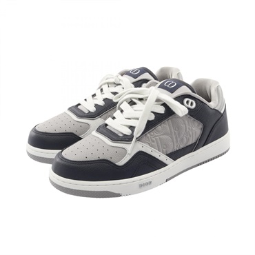 Christian Dior B27 Uptown Low Top Sneakers #41 leather Fabric Gray Navy White