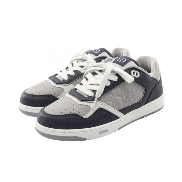 Christian Dior B27 Uptown Low Top Sneakers #41 leather Fabric Gray Navy White