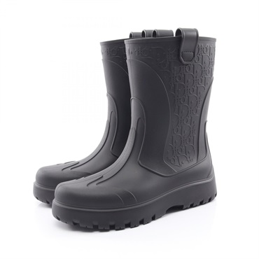 Christian DIOR GARDEN Oblique Rain Boots shoes #42 rubber Black mens preowned