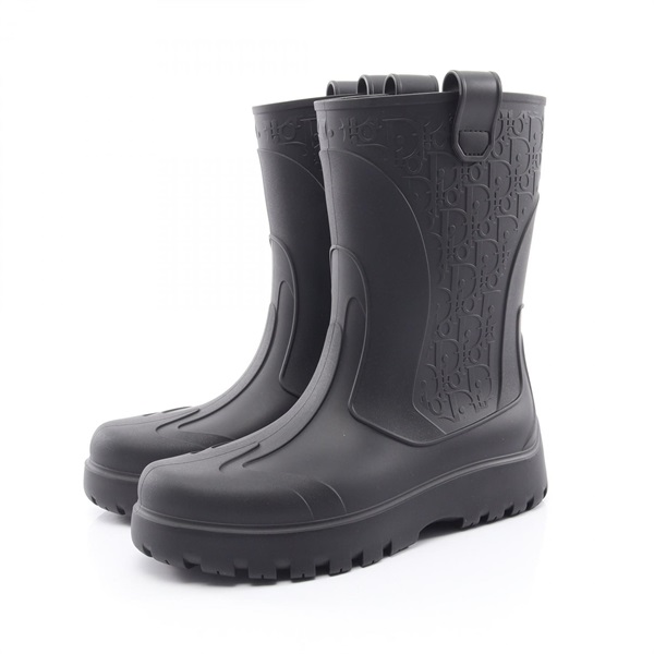 Christian DIOR GARDEN Oblique Rain Boots shoes #42 rubber Black mens preowned