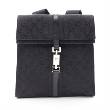 GUCCI GG canvas Rucksack Backpack canvas leather Black SGW Used Women