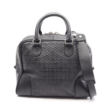 LOEWE Amazona 75 Repeat Anagram Shoulder Crossbody Handbag leather Black Used