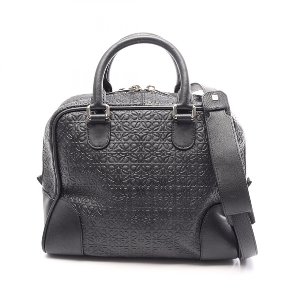 LOEWE Amazona 75 Repeat Anagram Shoulder Crossbody Handbag leather Black Used