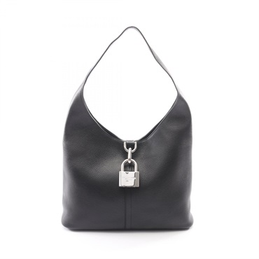 BALENCIAGA LOCKER NORTH-SOUTH Medium Hobo Shoulder Bag 771636 leather Black Used