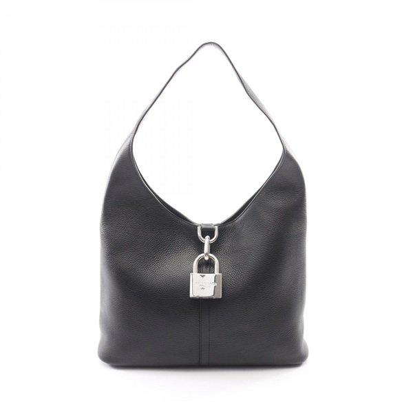 BALENCIAGA LOCKER NORTH-SOUTH Medium Hobo Shoulder Bag 771636 leather Black Used