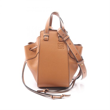 LOEWE Hammock Drawstring Mini shoulder crossbody Handbag leather Brown Used