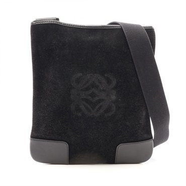 LOEWE anagram Shoulder crossbody Bag Suede leather Black Used Women