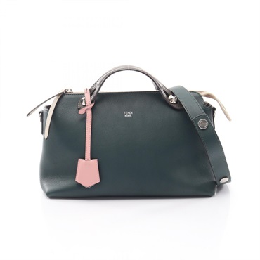 FENDI BY THE WAY MEDIUM Shoulder Crossbody Handbag leather Green Gray Used