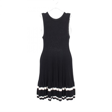CHANEL Sleeveless Rib Dress #38 P60480K46420 cotton Black White Used Women CC