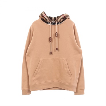 BURBERRY Nova Check Brushed lining Hoodie Sweatshirt cotton Beige Used mens #XS