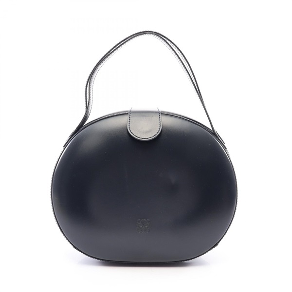 LOEWE Anagram Round Handbag Purse leather Navy Used Women