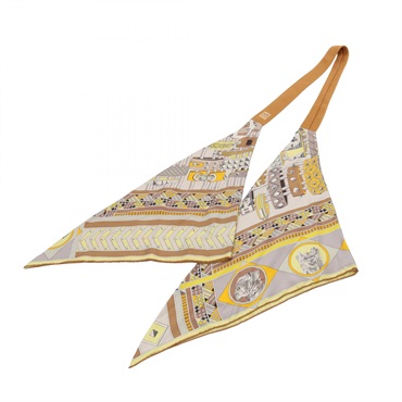 HERMES Petit H Colliers et Chiens Scarf Tie silk Brown Multicolor Used Women