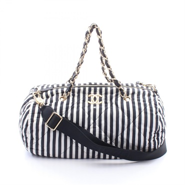 CHANEL COCO Mark Bowling Stripe Chain Shoulder Handbag AS4696 Nylon leather Used