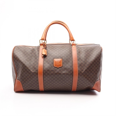 CELINE Macadam travel hand bag PVC coated canvas leather Brown Used Women