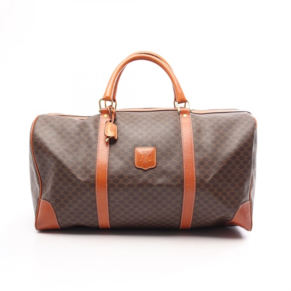 CELINE Macadam travel hand bag PVC coated canvas leather Brown Used Women