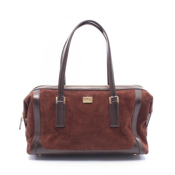 Salvatore Ferragamo Shoulder Handbag 21 1863 Leather  Corduroy Brown Used Women