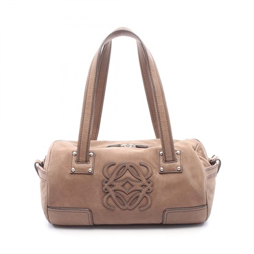 LOEWE anagram shoulder Handbag leather Brown Used Women