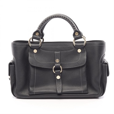 CELINE Boogie Square Tote Handbag leather Black SHW Used Women