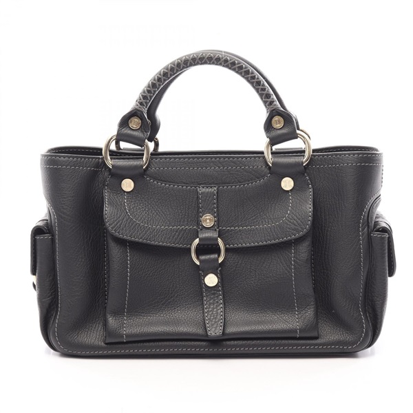CELINE Boogie Square Tote Handbag leather Black SHW Used Women