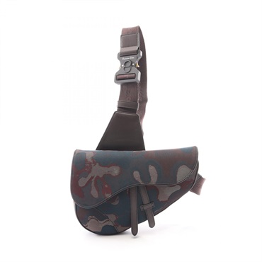 Christian DIOR PETER DOIG saddle Waist bum bag canvas leather Brown Multicolor