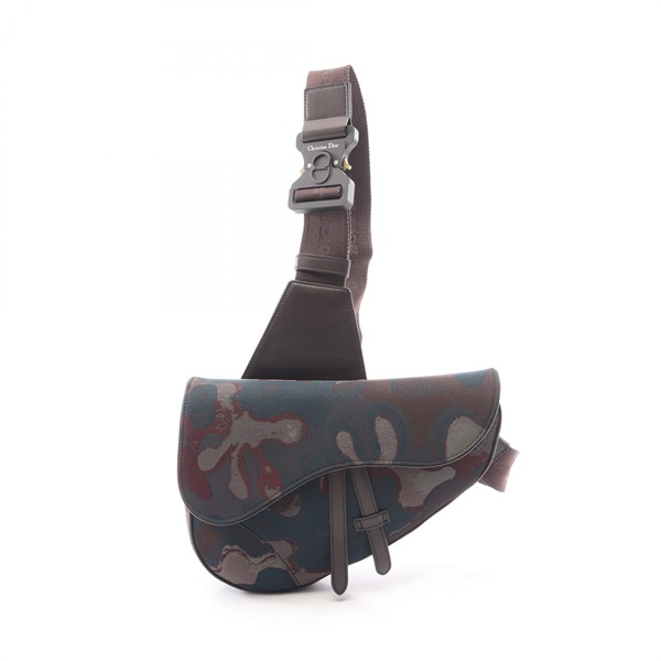 Christian DIOR PETER DOIG saddle Waist bum bag canvas leather Brown Multicolor