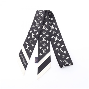 LOUIS VUITTON Bandeau BB Monogram Silhouette Black Ribbon Scarf M97169 silk Used