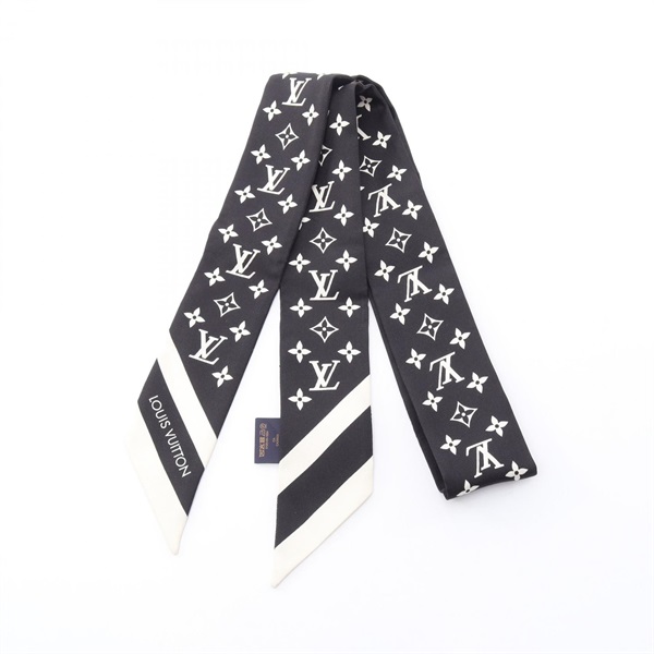 LOUIS VUITTON Bandeau BB Monogram Silhouette Black Ribbon Scarf M97169 silk Used