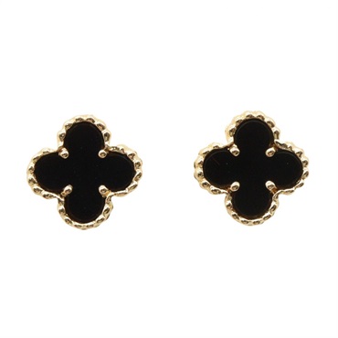 Van Cleef & Arpels Sweet Alhambra Onyx Pierced earrings 18KYG Gold Used women