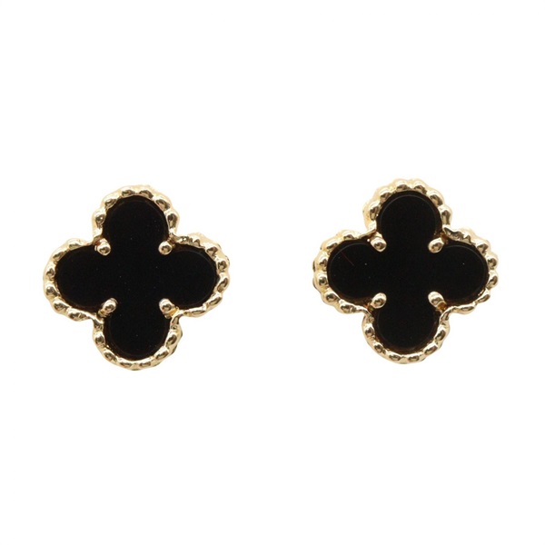 Van Cleef & Arpels Sweet Alhambra Onyx Pierced earrings 18KYG Gold Used women