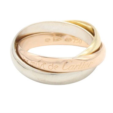 CARTIER Trinity Ring 18KYG 18KPG 18KWG Three gold used Women US size 6 #52