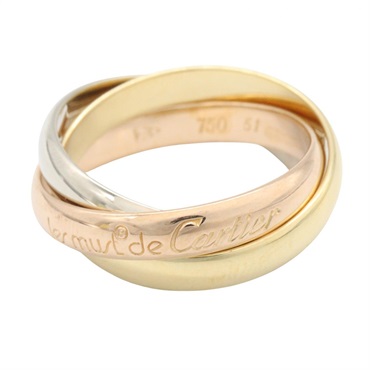 CARTIER Trinity Ring 18KYG 18KPG 18KWG Three gold used US size 6 #51 women