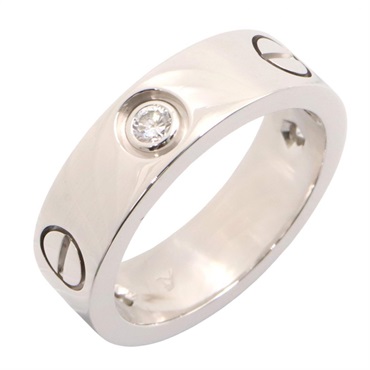 CARTIER Love ring 3P Diamond 18KWG White Gold Used women US size 5.5 #51