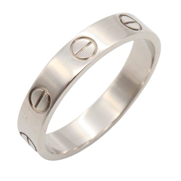 CARTIER Mini Love Ring 18KWG White Gold Used women US size 6 #52