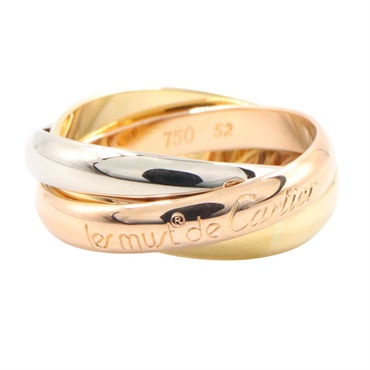 CARTIER Trinity Ring 18KYG 18KPG 18KWG Three gold used US size 6 #52 Women