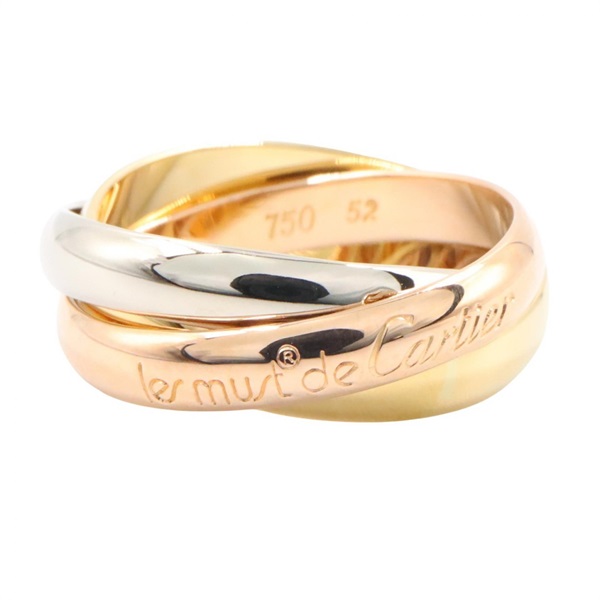 CARTIER Trinity Ring 18KYG 18KPG 18KWG Three gold used US size 6 #52 Women