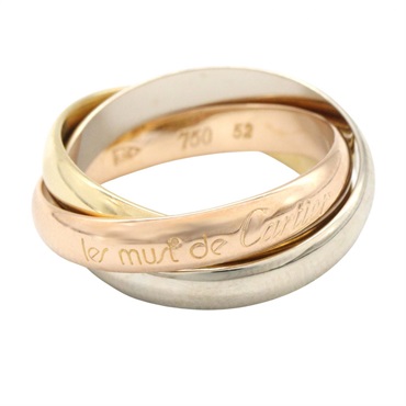 CARTIER Trinity Ring 18KYG 18KPG 18KWG Three gold used US size 6 #52 Women