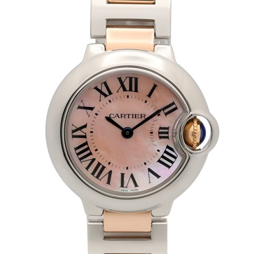 CARTIER Baron blue SM Wrist Watch W6920034 Quartz 18RG Rose Gold SS Used Women
