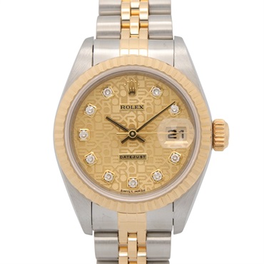 ROLEX Datejust 10P Diamond T series Wrist Watch 69173G Auto 18KYG SS Used Women