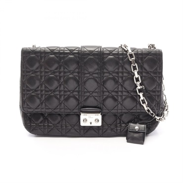 Christian Dior new rock cannage chain Shoulder Bag leather Black Used Women