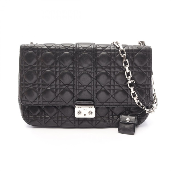 Christian Dior new rock cannage chain Shoulder Bag leather Black Used Women