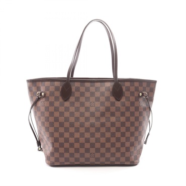 LOUIS VUITTON Neverfull MM Tote hand Bag N51105 Damier leather Brown Ebene Used