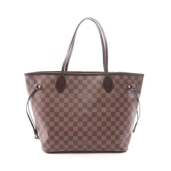 LOUIS VUITTON Neverfull MM Tote hand Bag N51105 Damier leather Brown Ebene Used
