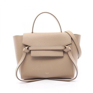 CELINE BELT MICRO shoulder crossbody Handbag 189153 leather Beige Used Women