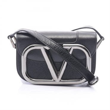 Valentino Garavani Super VEE Shoulder Crossbody Bag leather Black Used Women